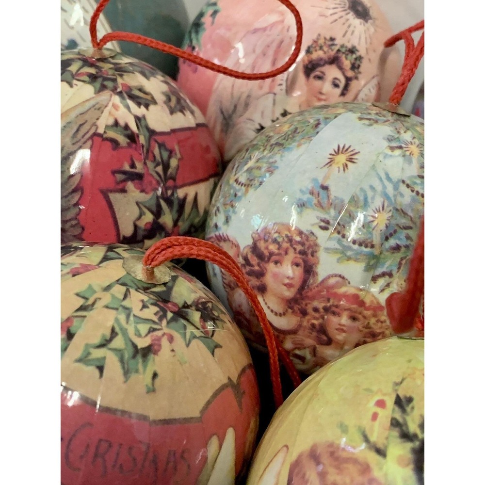 Vintage Paper Mache Germany Tree Victorian Style Christmas Ornaments Lot Of 12 - Picture 2 of 8